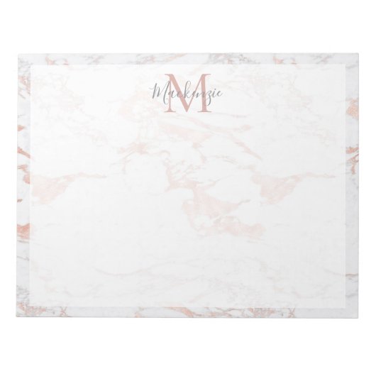 Bloc-note Monogramme en marbre or Rose chic (Devant)