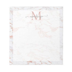 Bloc-note Monogramme en marbre or Rose chic