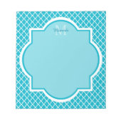 Bloc-note Monogramme et nom de Quatrefoil bleu turquoise cla (Devant)