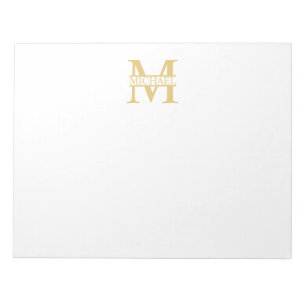 Bloc-note Monogramme et nom d'or personnalisé