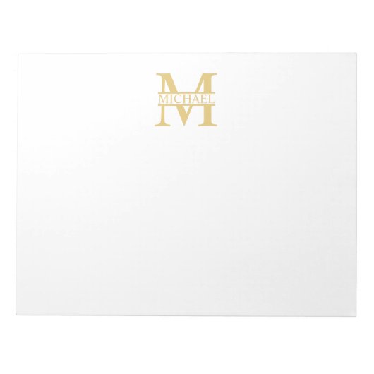 Bloc-note Monogramme et nom d'or personnalisé (Devant)