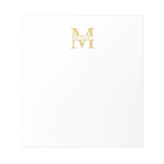 Bloc-note Monogramme et nom d'or personnalisé (Devant)