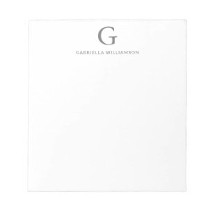 Bloc-note Monogramme et nom personnalisés simples en gris