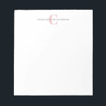 Bloc-note Monogramme et nom personnalisés simples en rose<br><div class="desc">Monogramme et nom personnalisés simples dans le Bloc-notes rose</div>