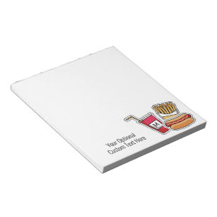 Bloc-note monogramme et texte personnalisés Hot Dog & Fries