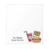 Bloc-note monogramme et texte personnalisés Hot Dog & Fries (Devant)