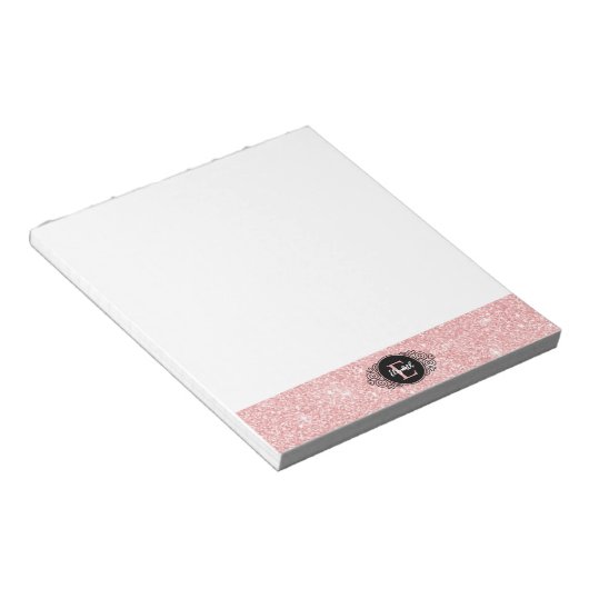 Bloc-note Monogramme étincelant Parties scintillant rose (Incliné)