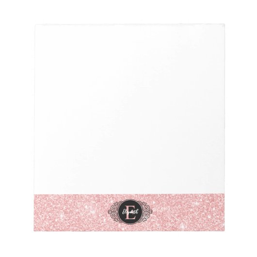 Bloc-note Monogramme étincelant Parties scintillant rose (Devant)