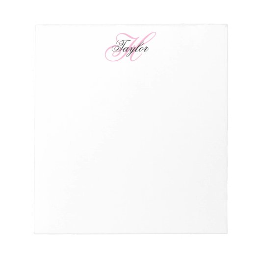 Bloc-note Monogramme fantaisie noir et rose (Devant)
