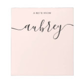 Bloc-note Monogramme Féminin Calligraphie Rose Pâle (Devant)