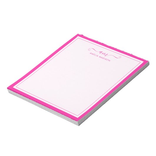 Bloc-note Monogramme Féminin Écriture Vibrant Rose (Tourné)