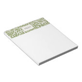 Bloc-note Monogramme Feuilles de Saule Vert Vintage (Incliné)