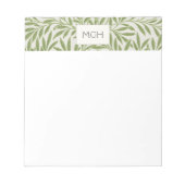 Bloc-note Monogramme Feuilles de Saule Vert Vintage (Devant)