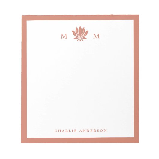 Bloc-note Monogramme Fleur de Lotus Marron Terracotta (Devant)