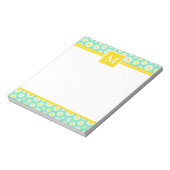 Bloc-note Monogramme Fleurs de Printemps Vertes  (Tourné)