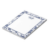Bloc-note Monogramme floral bleu et gris (Tourné)