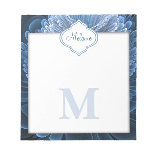 Bloc-note Monogramme floral bleu Icy (Devant)