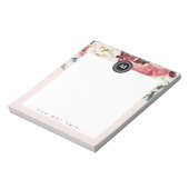 Bloc-note Monogramme floral chic Post It NotePad (Tourné)