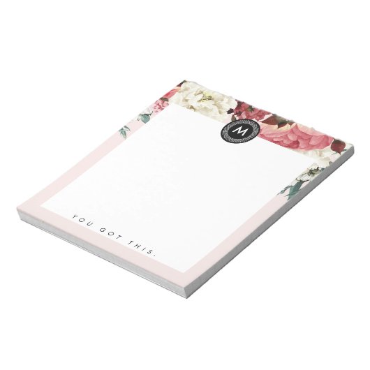 Bloc-note Monogramme floral chic Post It NotePad (Tourné)