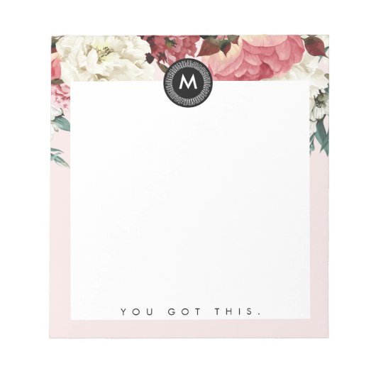 Bloc-note Monogramme floral chic Post It NotePad (Devant)