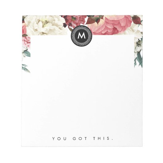 Bloc-note Monogramme floral chic Post It NotePad (Devant)