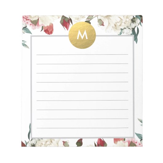 Bloc-note Monogramme floral chic Post It NotePad (Devant)