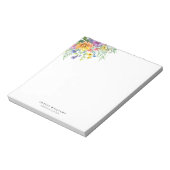 Bloc-note Monogramme floral coloré élégant (Tourné)