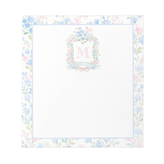 Bloc-note Monogramme Floral Élégant (Devant)