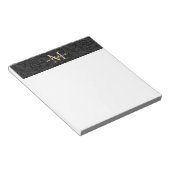 Bloc-note Monogramme floral élégant noir or script (Incliné)