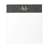 Bloc-note Monogramme floral élégant noir or script (Devant)