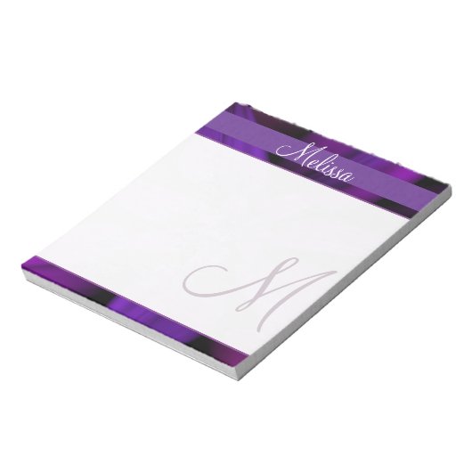 Bloc-note Monogramme floral pourpre (Tourné)