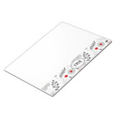 Bloc-note Monogramme floral rouge gris moderne (Incliné)