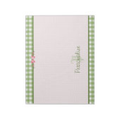 Bloc-note Monogramme Gingham Vert Féminin Avec Nom (Tourné)