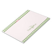 Bloc-note Monogramme Gingham Vert Féminin Avec Nom (Incliné)