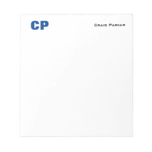 Bloc-note Monogramme Gras Professionnel Minimaliste Bleu Bla