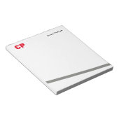 Bloc-note Monogramme gras rouge ligne grise professionnelle  (Incliné)