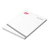 Bloc-note Monogramme gras rouge ligne grise simple professio (Tourné)