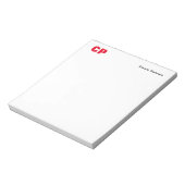 Bloc-note Monogramme gras rouge professionnel simple uni (Tourné)