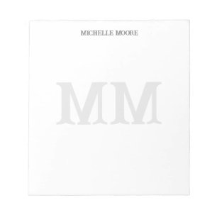 Bloc-note Monogramme Grey White Moderne Minimaliste Far West