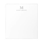Bloc-note Monogramme Gris Argent Simple Moderne Classique (Devant)