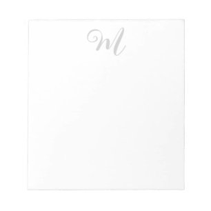 Bloc-note Monogramme Gris Minimaliste Chic Simple
