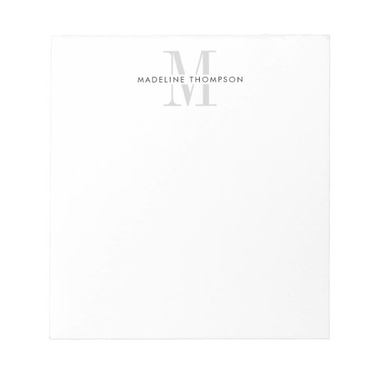 Bloc-note Monogramme gris moderne (Devant)