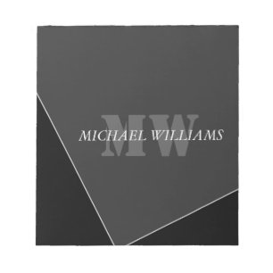 Bloc-note Monogramme gris noir artistique moderne