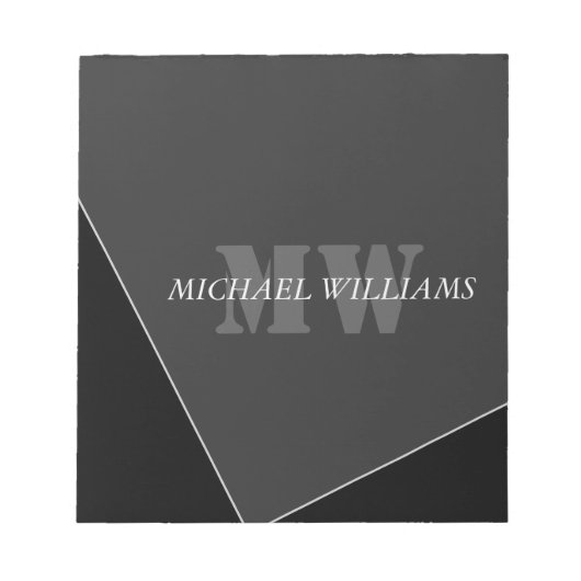 Bloc-note Monogramme gris noir artistique moderne (Devant)