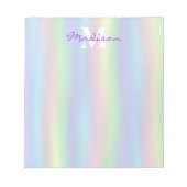 Bloc-note Monogramme holographique arc-en-ciel doux (Devant)