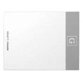 Bloc-note Monogramme Initial Cadre Blanc Gris Foncé (Devant)
