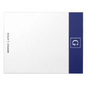 Bloc-note Monogramme Initial Cadre Bleu Marine Blanc (Devant)