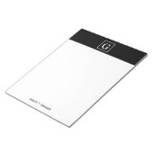 Bloc-note Monogramme Initial Cadre Noir Blanc (Incliné)