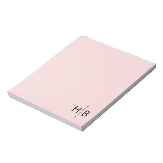Bloc-note Monogramme initial rose féminin moderne (Tourné)