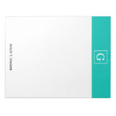 Bloc-note Monogramme initial turquoise blanc encadré (Devant)